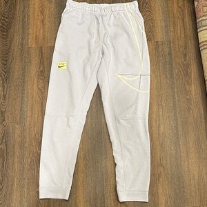 Nike Light Gray Joggers with Yellow Highlights